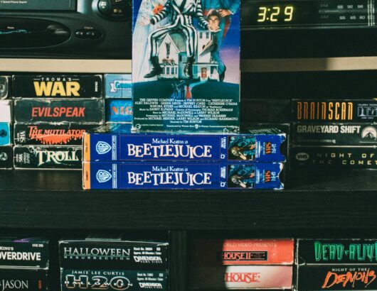 The image of the video tapes with Beetlejuice movie