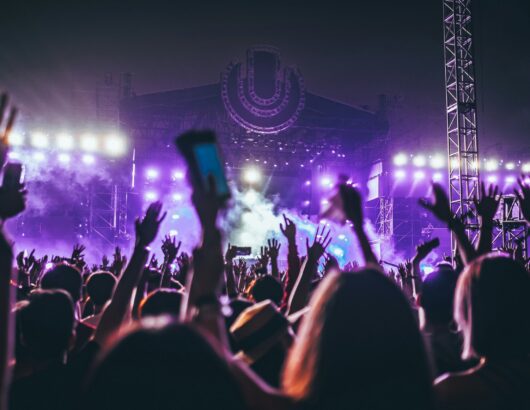 The image of the music festival performance