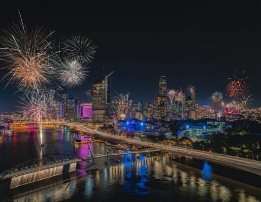 The image of New Year's eve fireworks in Brisbane