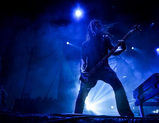 The image of the musician at the rock concert