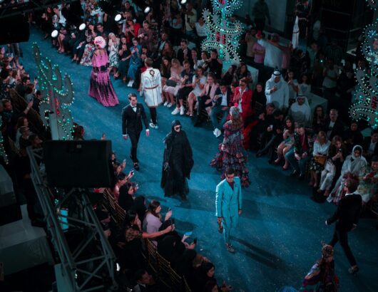 The image of models on runway during the fashion show