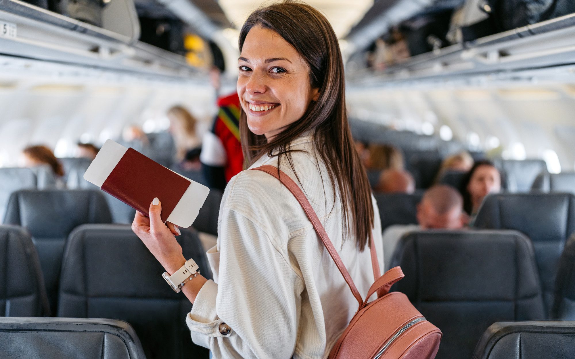 Traveller in the airplane